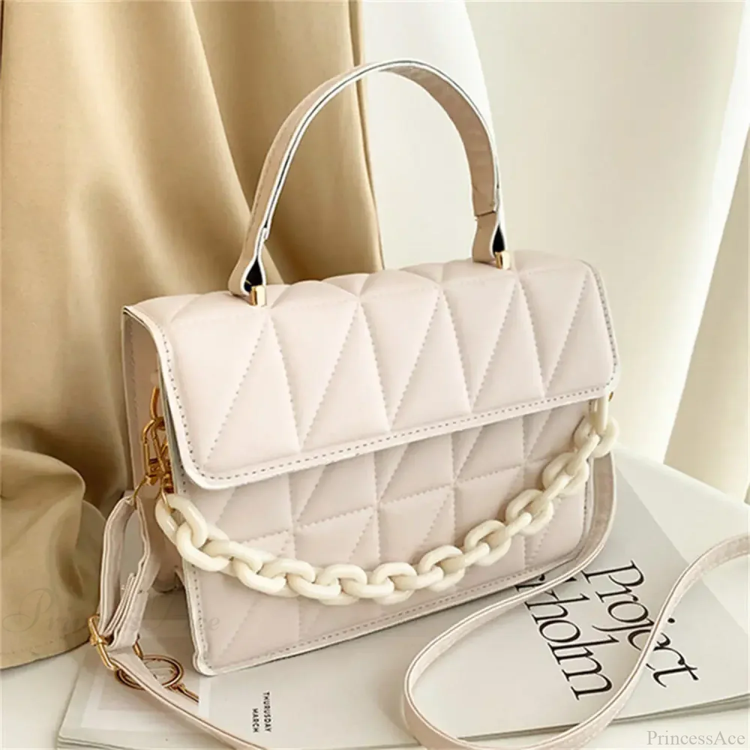 Trendy Plaid Chain Designer Crossbody Handbag - Image 8