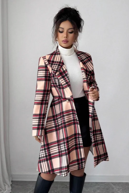 Trendy Print Dual Faced Wool Casual Long Sleeve Overcoat