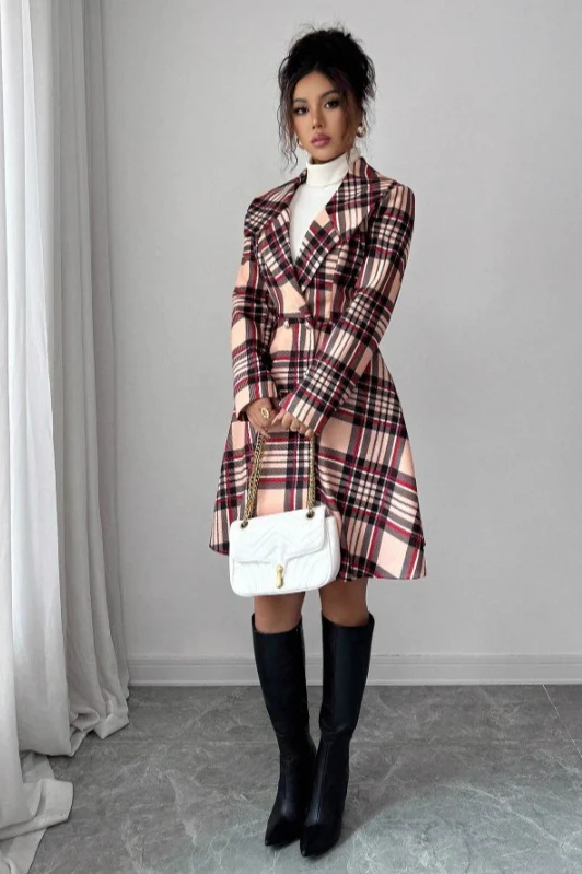 Trendy Print Dual Faced Wool Casual Long Sleeve Overcoat - Image 3