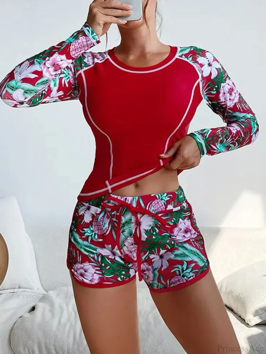 Tropical Print Rashguard Two Piece Set - Image 14