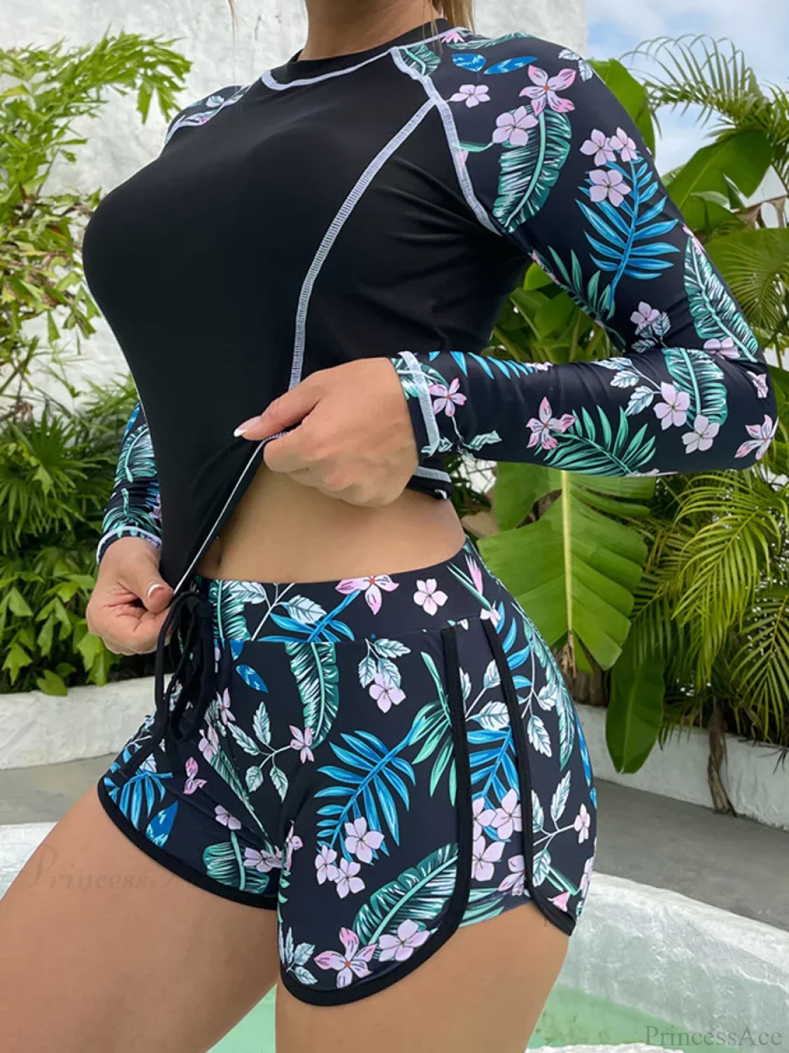 Tropical Print Rashguard Two Piece Set - Image 9