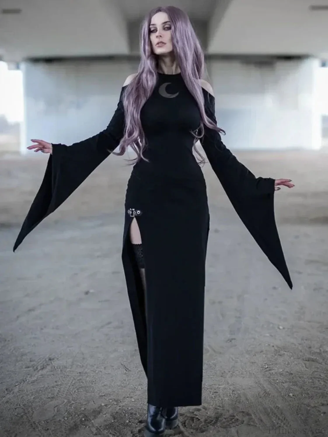 Trumpet Sleeve Lunar Maxi Dress