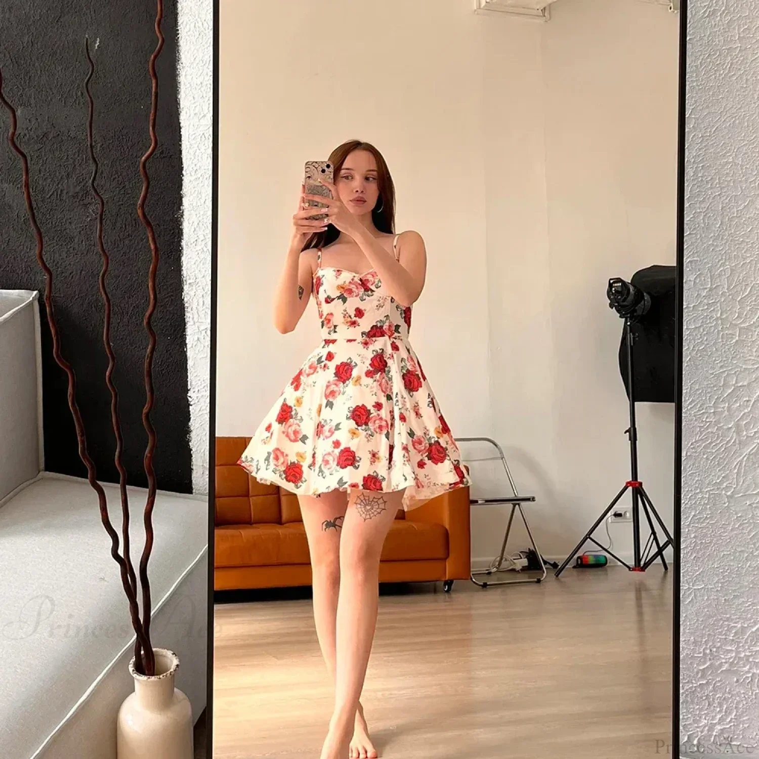 Tulle Skirt Floral Print A-line Floral Dress - Image 10