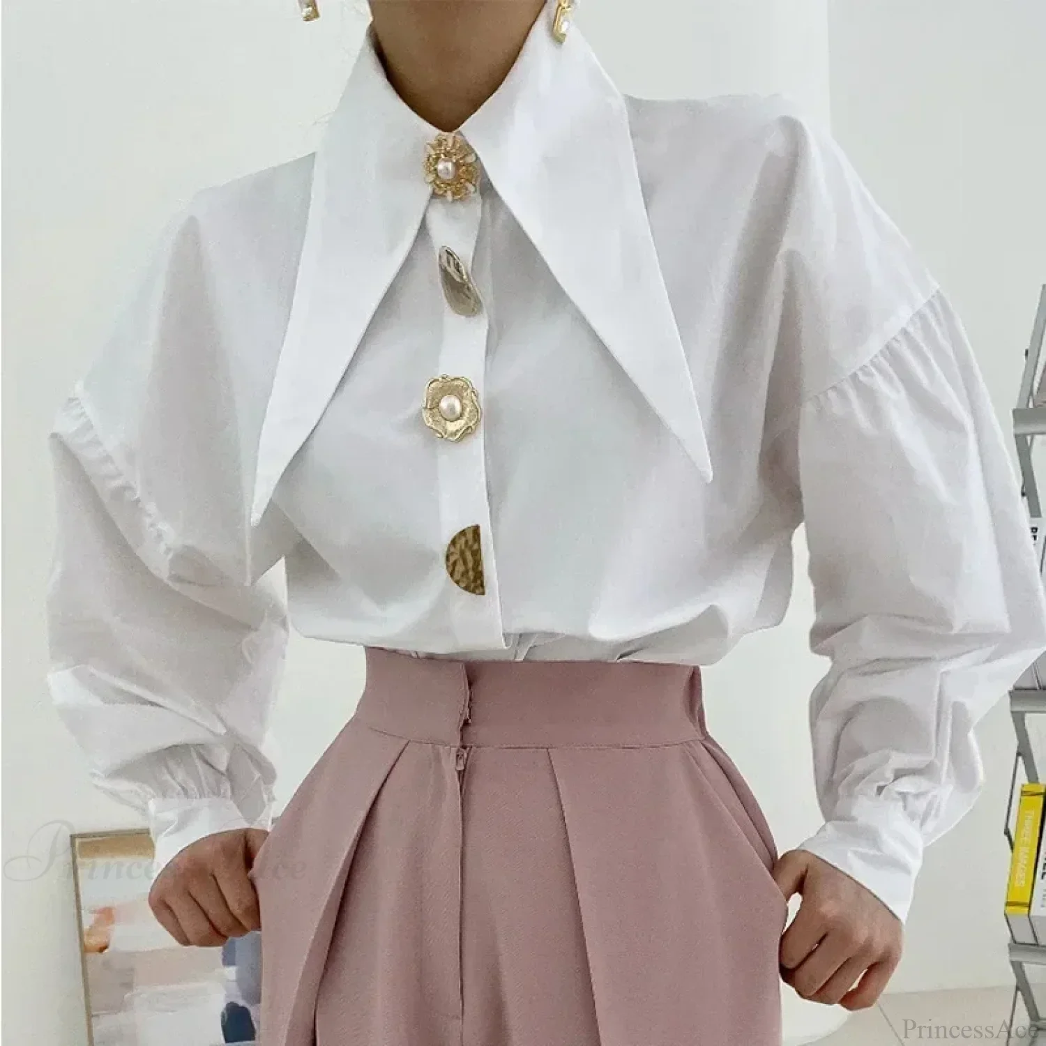 Turn Down Collar Long Sleeve Comfortable Autumn Blouse - Image 2