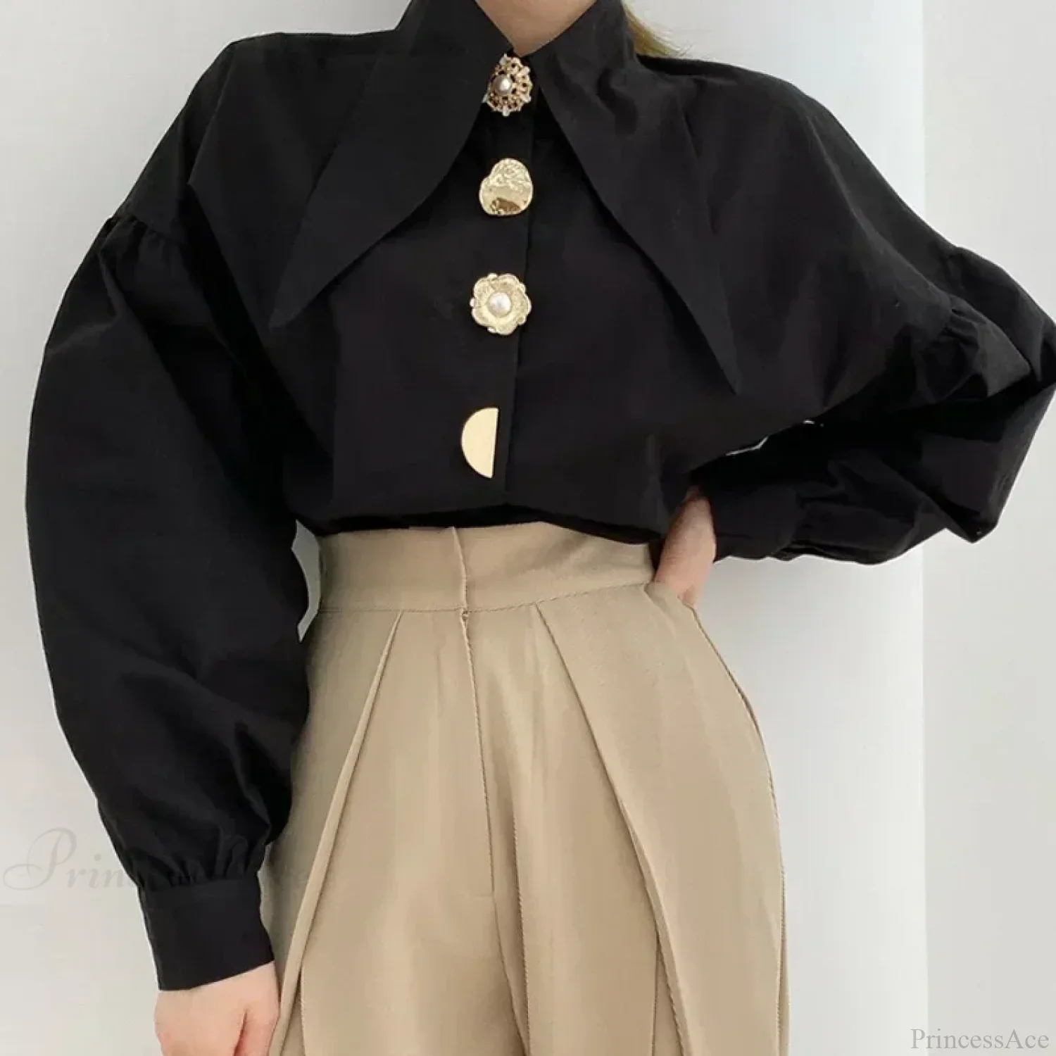 Turn Down Collar Long Sleeve Comfortable Autumn Blouse - Image 5