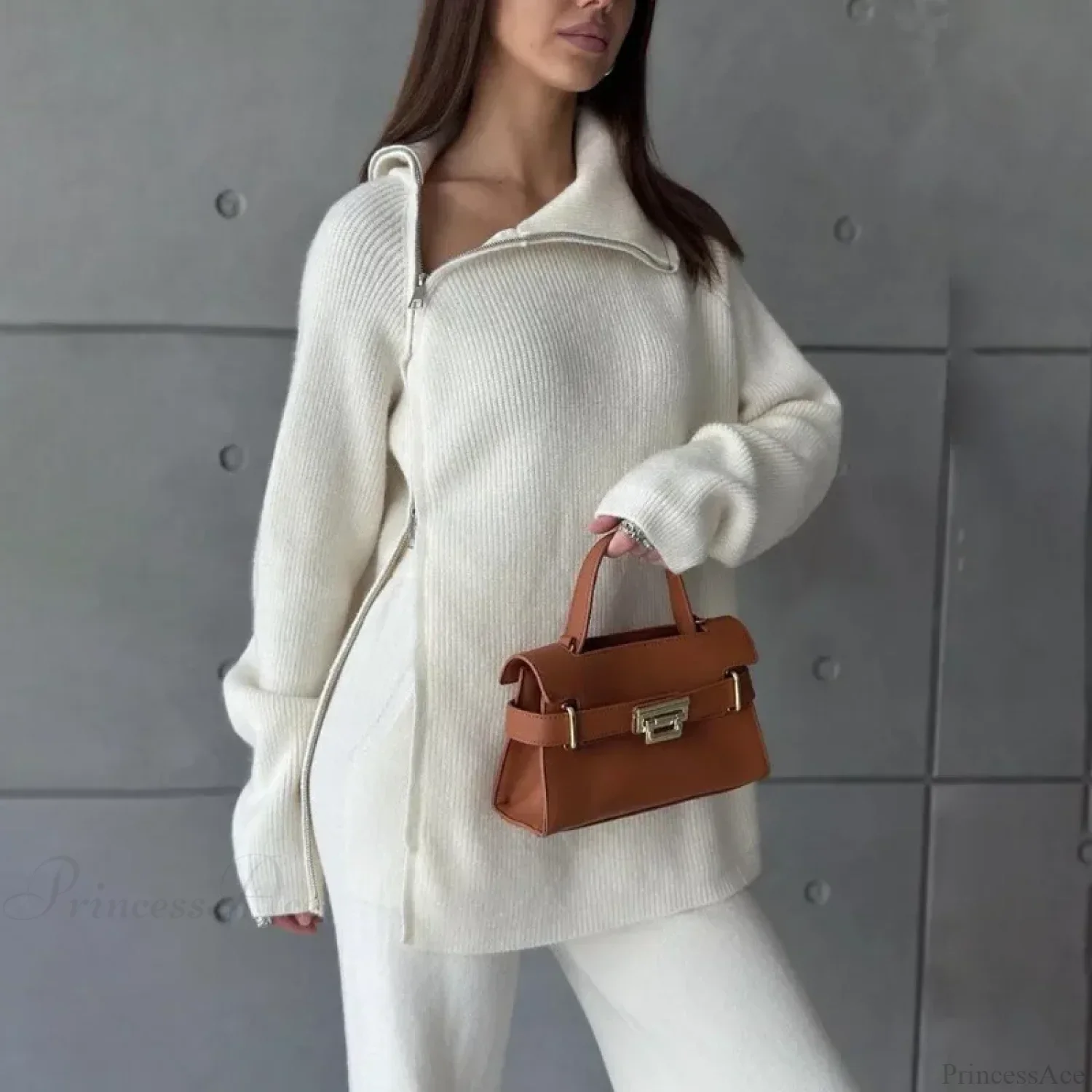 Turtle Collar Zip Sweater