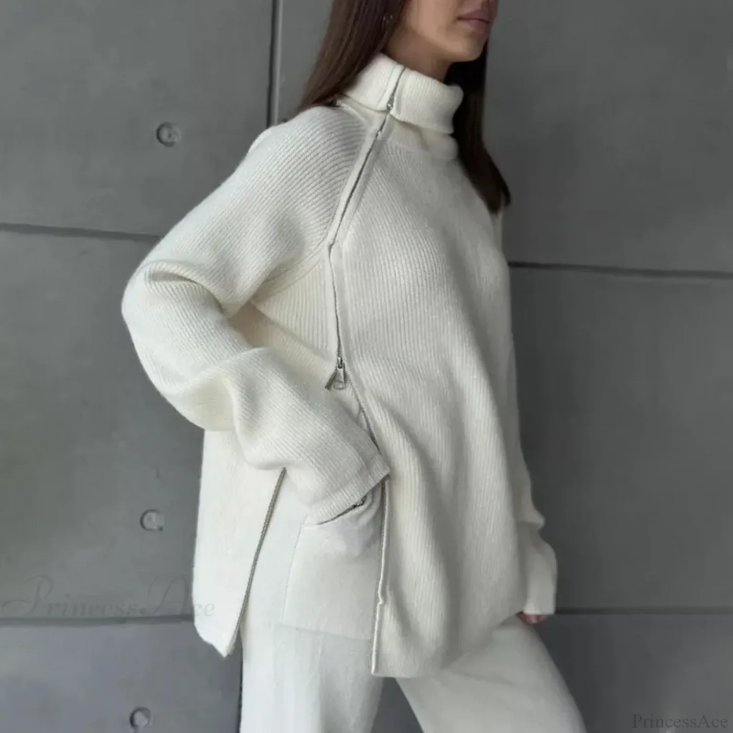 Turtle Collar Zip Sweater - Image 11