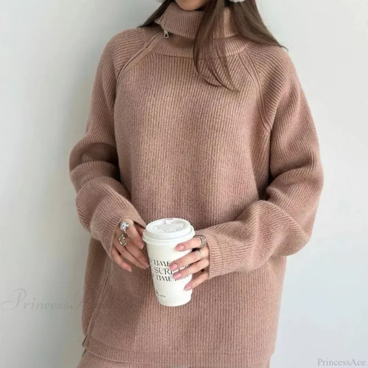 Turtle Collar Zip Sweater - Image 9