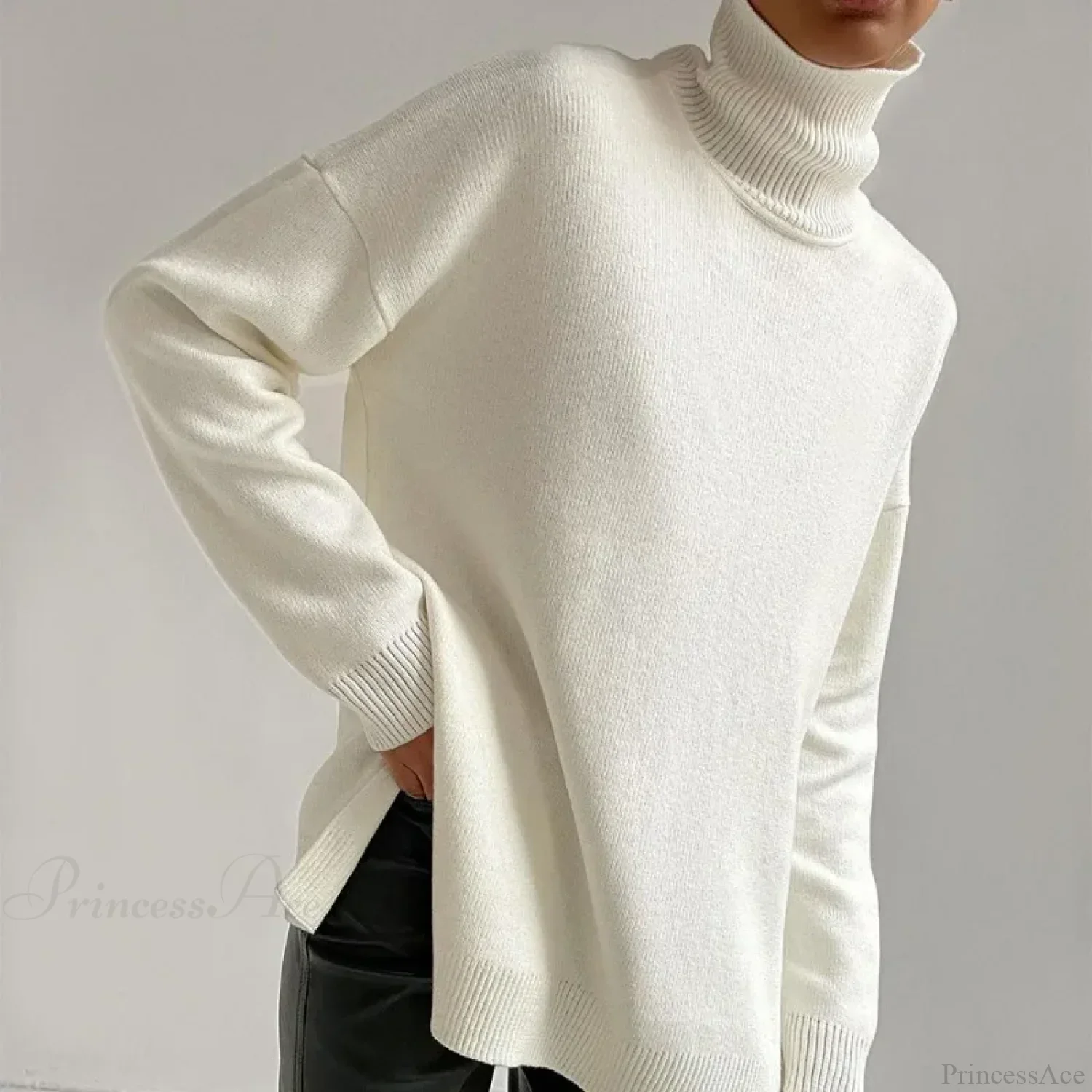 Turtleneck Casual Long-Sleeved Knitted Sweater - Image 13