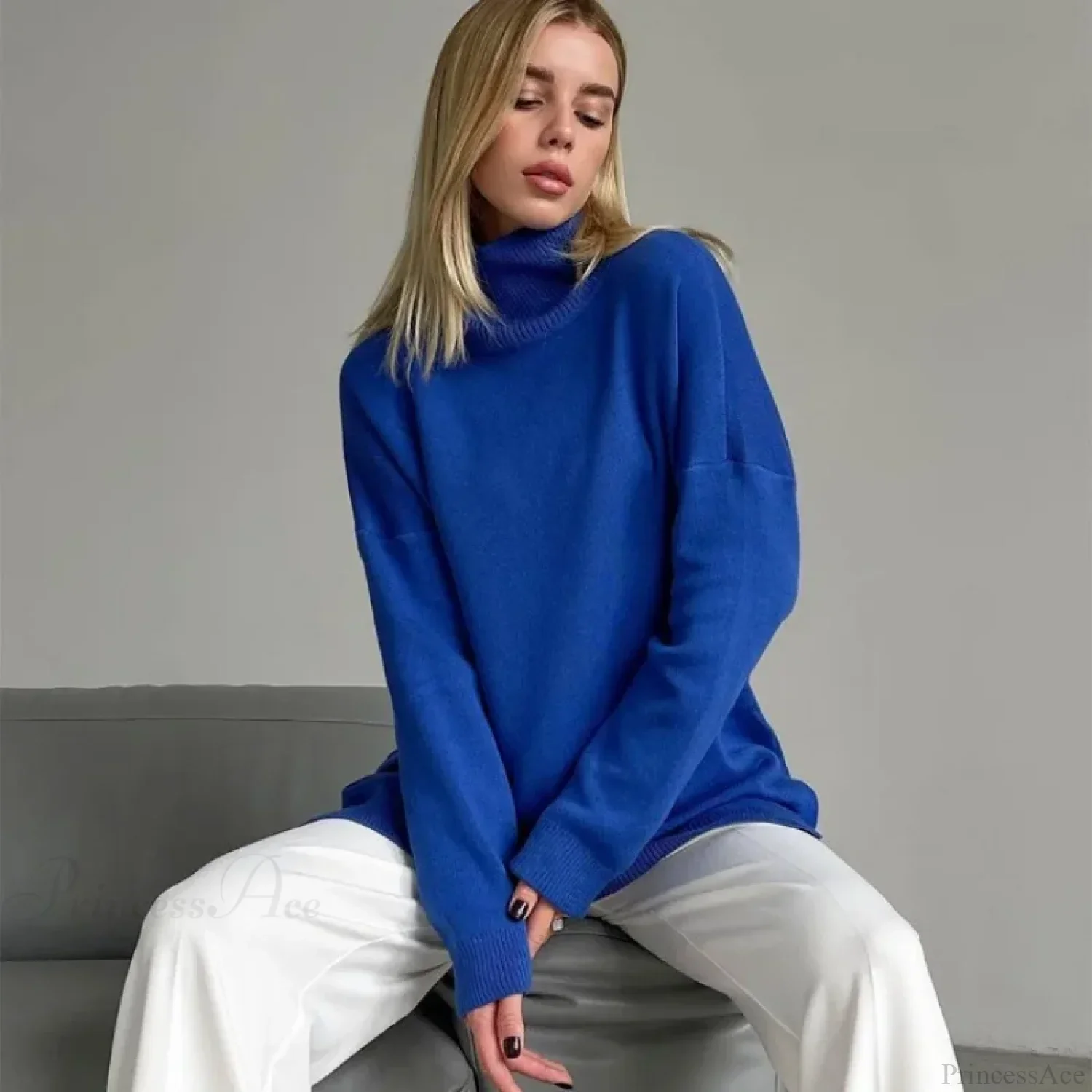 Turtleneck Casual Long-Sleeved Knitted Sweater - Image 3