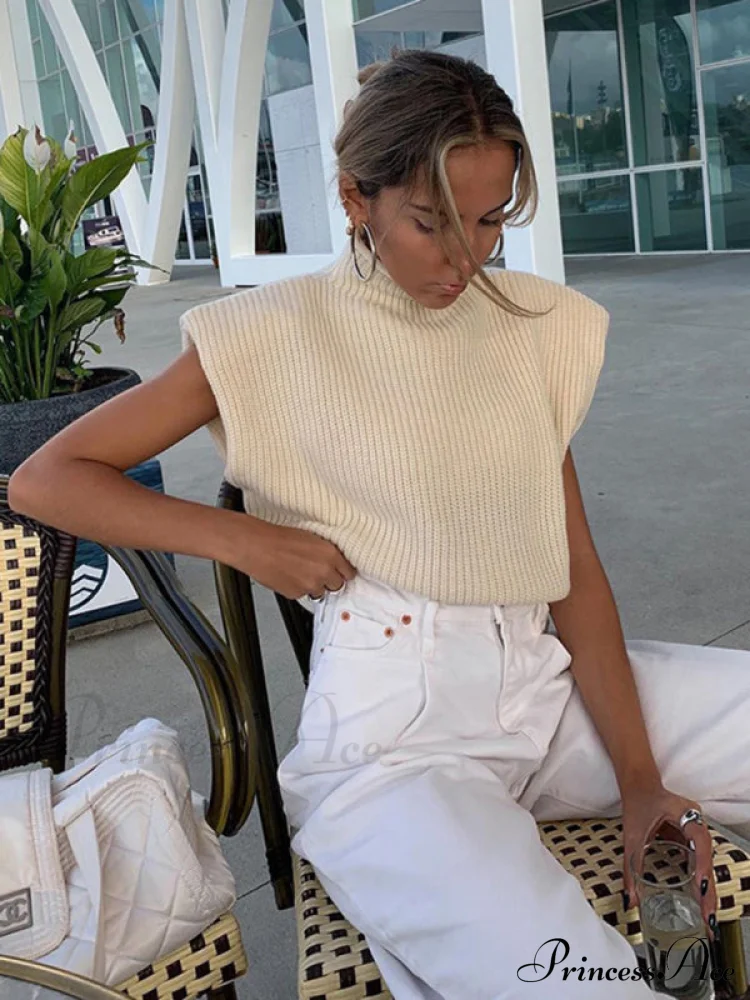 Turtleneck Color Solid Short-Sleeved Sweater Top - Image 6