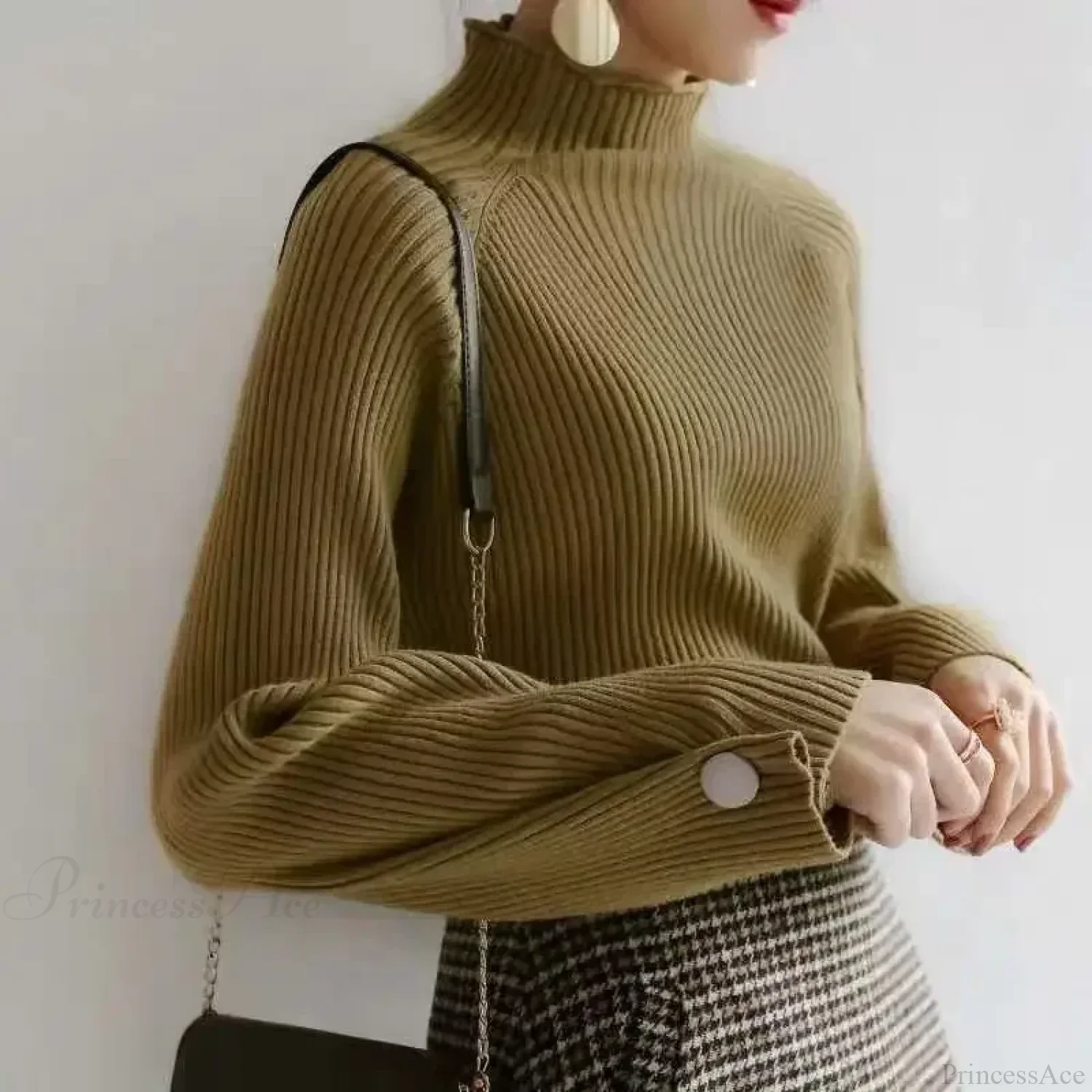 Turtleneck & Crochet E-girl Year-round Sweater - Image 3