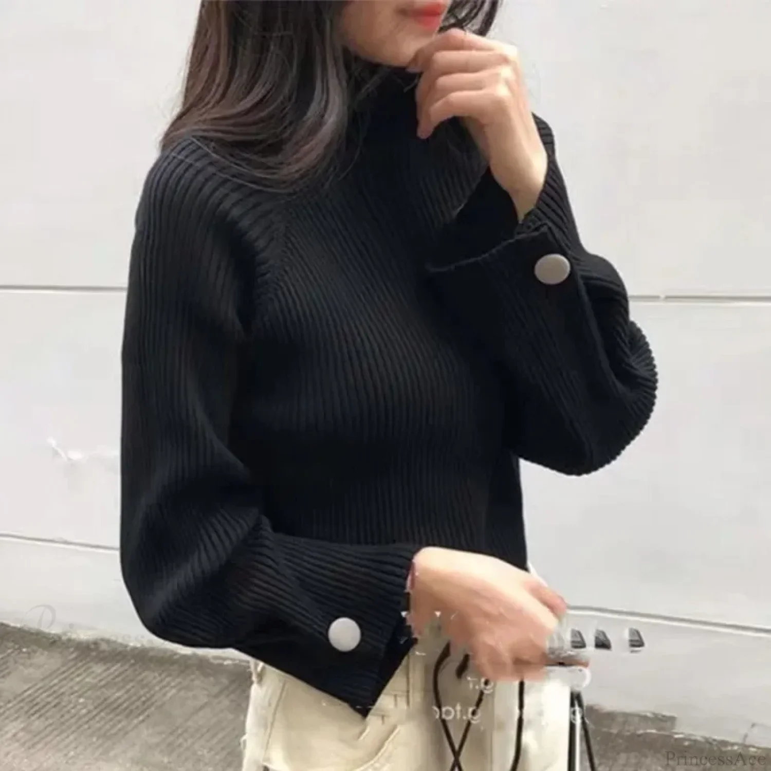 Turtleneck & Crochet E-girl Year-round Sweater - Image 7