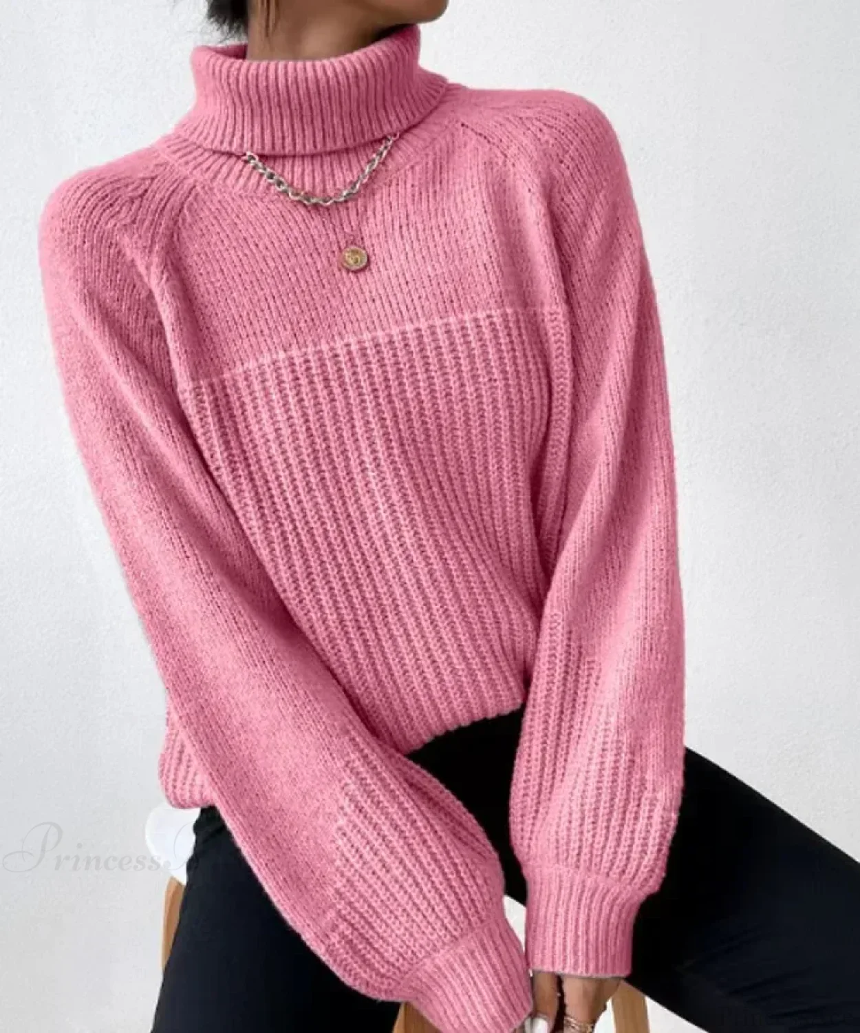 Turtleneck Cross Jacquard Sweater - Image 10