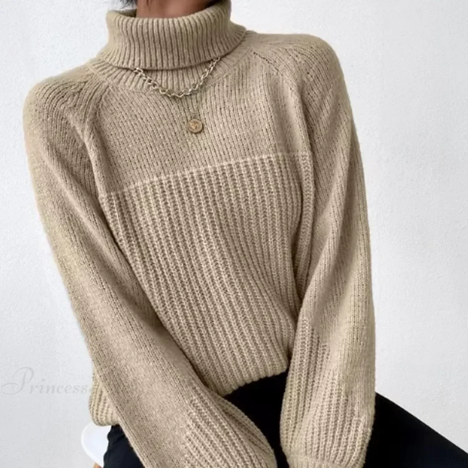 Turtleneck Cross Jacquard Sweater - Image 4