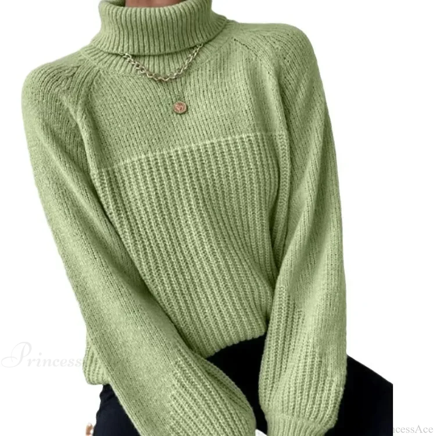 Turtleneck Cross Jacquard Sweater - Image 5