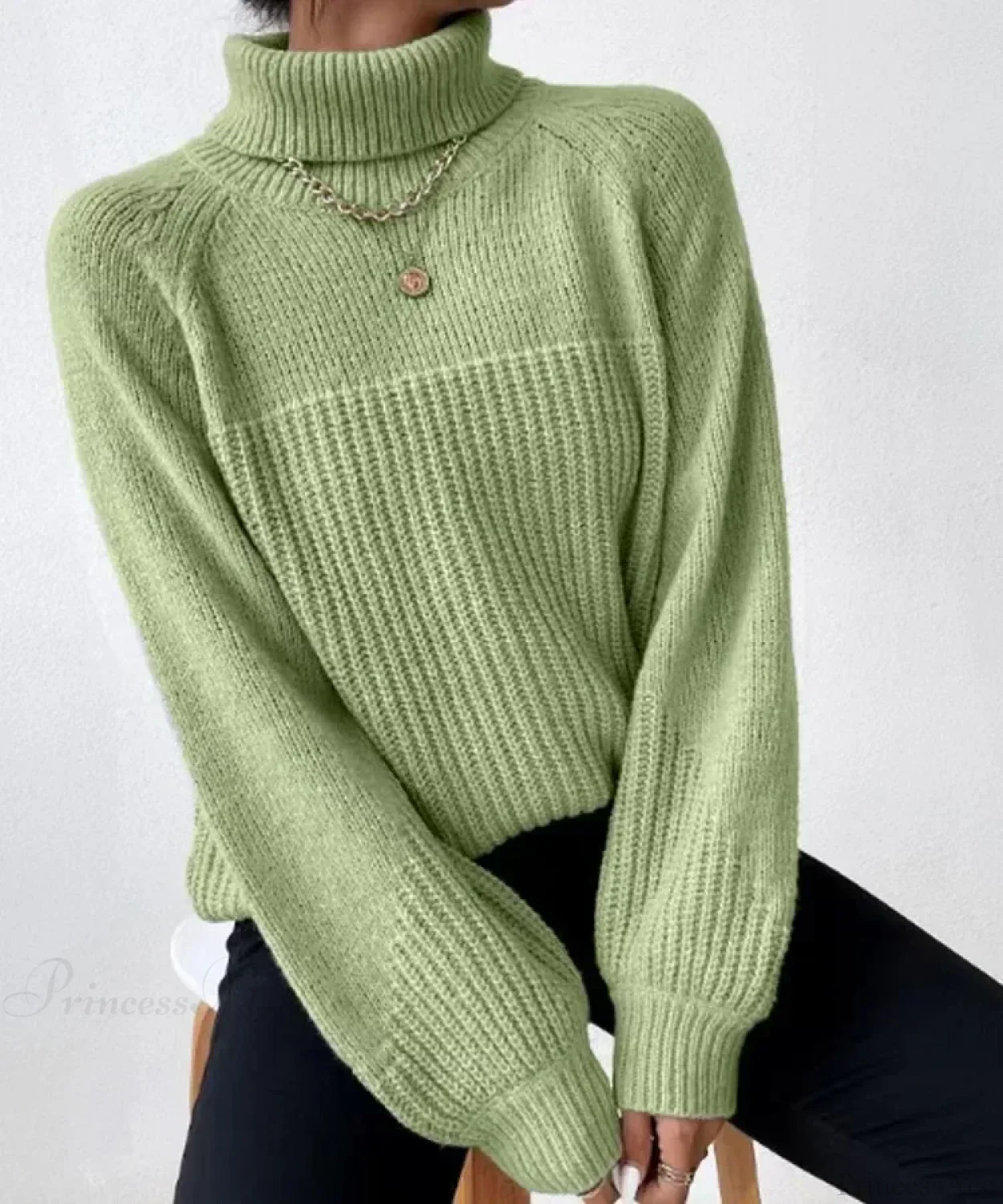 Turtleneck Cross Jacquard Sweater - Image 7