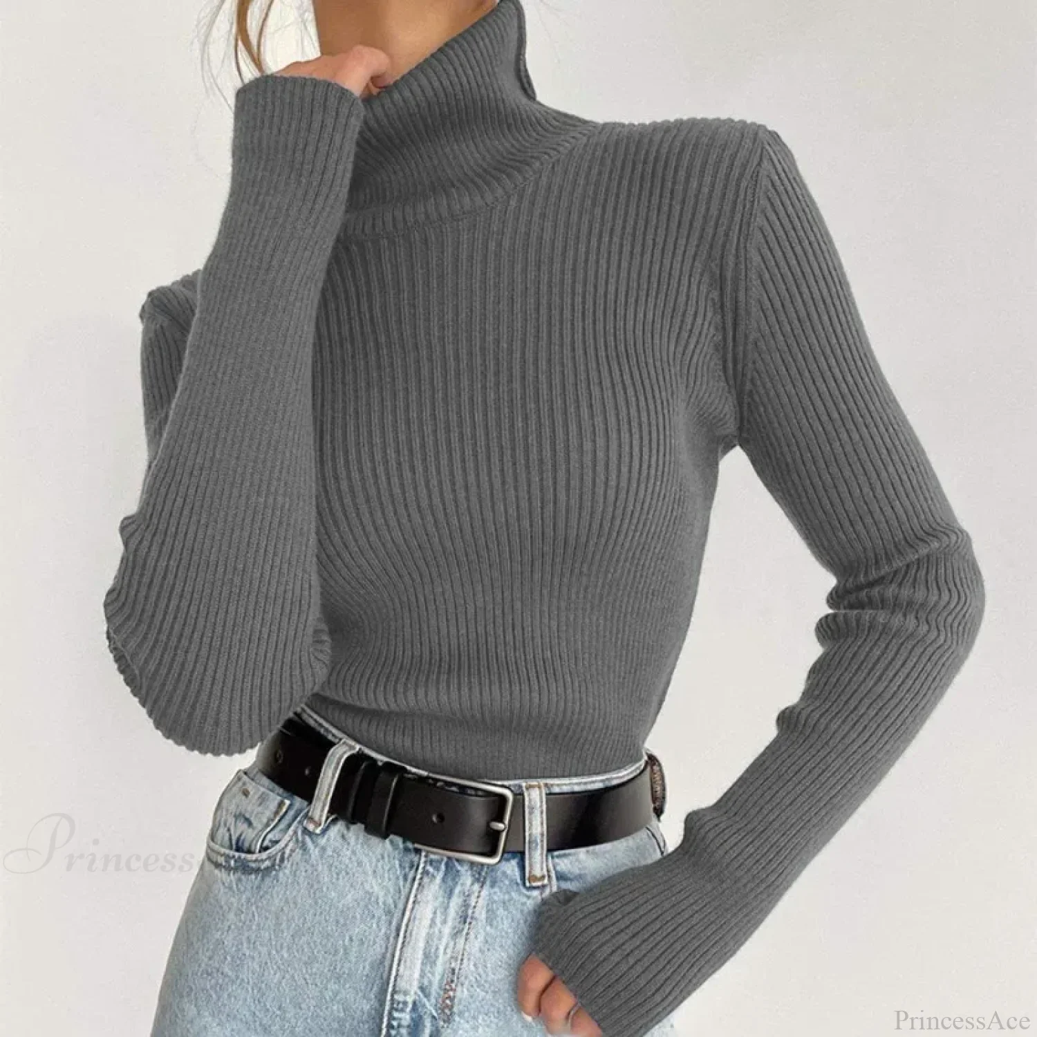 Turtleneck Slim Pullover Long Sleeve Sweater - Image 6