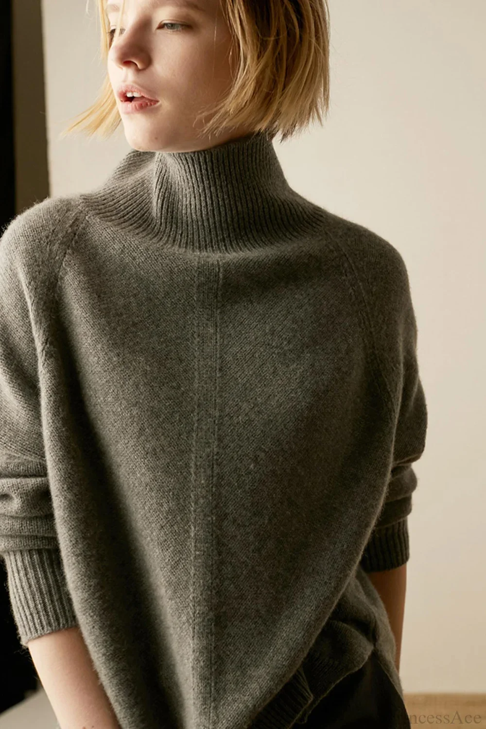 Turtleneck Wool Split Sweater - Image 2