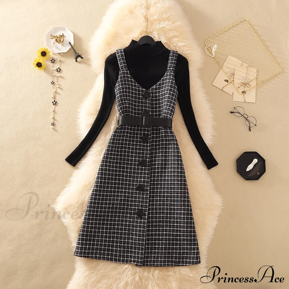 Two Winter Knee-Length vestidos Autumn plus party Women Fashion Elegant wool Piece belt Gown Valentine's for With Dresses size Streetwear Gown Sweater Day - Image 3