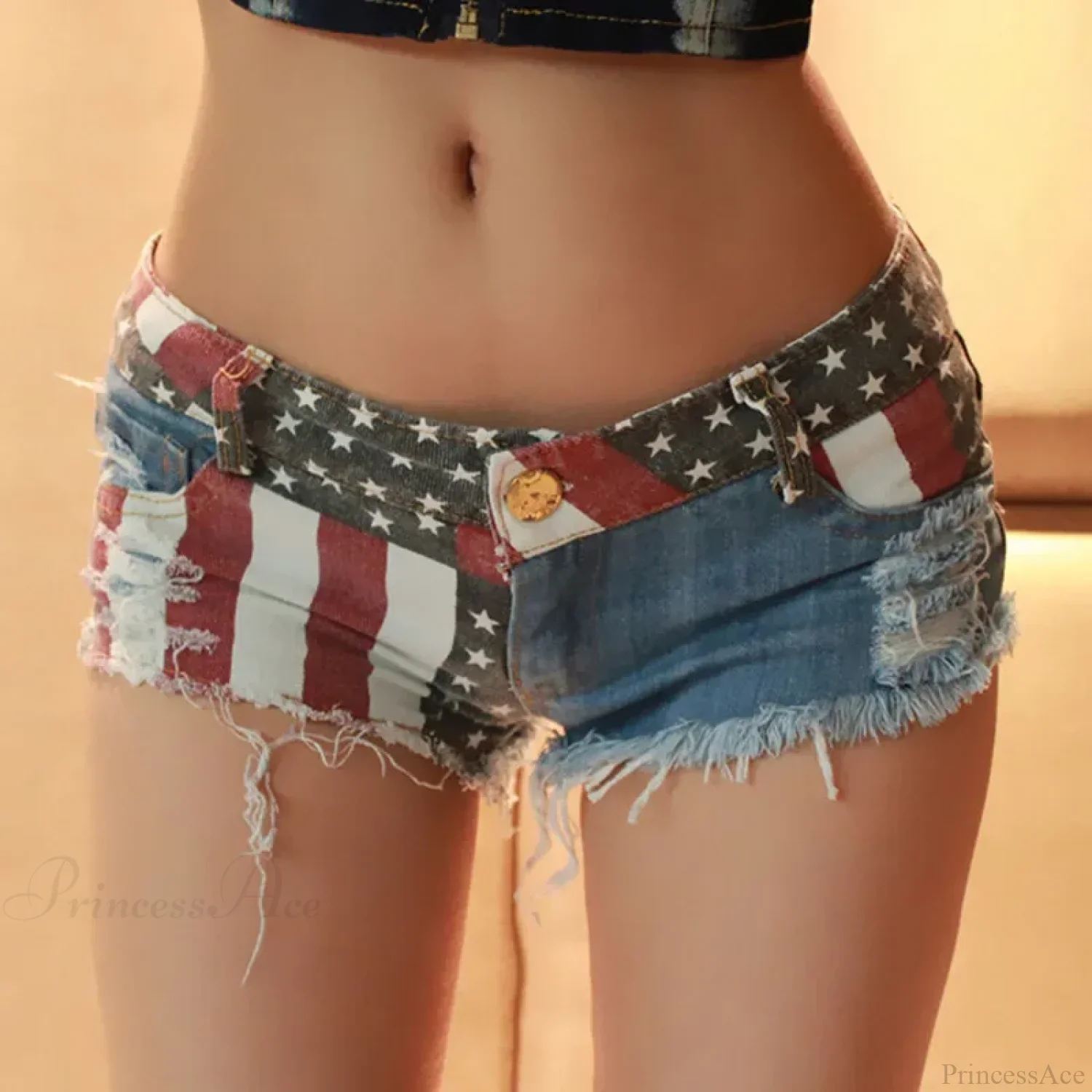 USA Flag Printed Pole Dance Short
