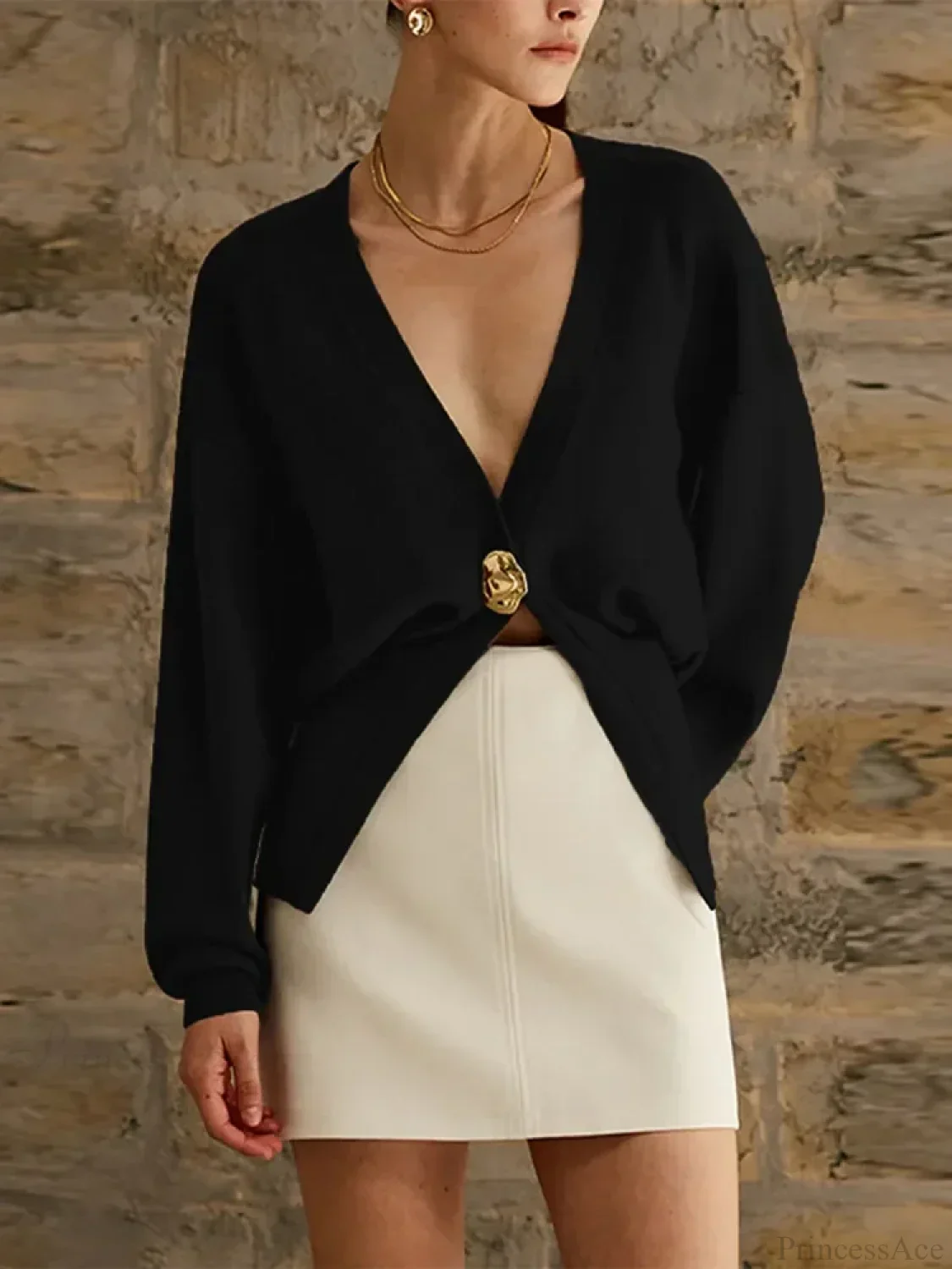 V-neck Button Slim Fit Cardigan - Image 3