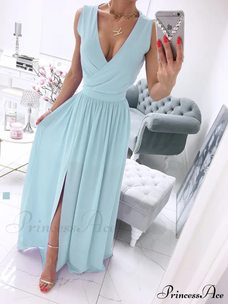V-neck Evening Fashion Party for Elegant - Split Gown Warm-Season with Women's Side Gown Clubwear - Image 10