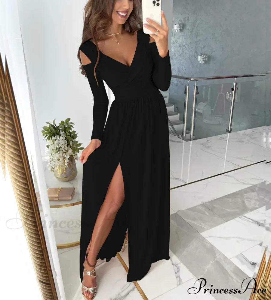 V-neck Evening Fashion Party for Elegant - Split Gown Warm-Season with Women's Side Gown Clubwear - Image 15