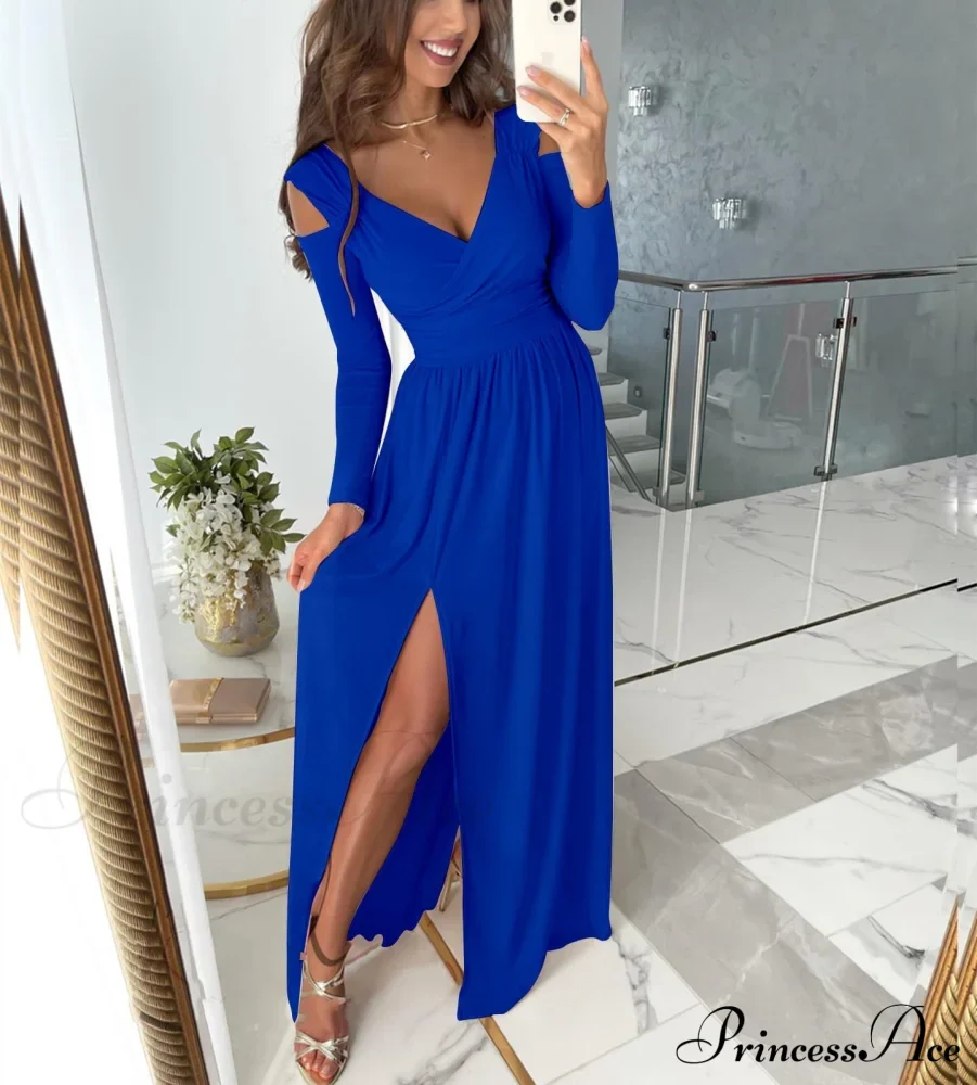 V-neck Evening Fashion Party for Elegant - Split Gown Warm-Season with Women's Side Gown Clubwear - Image 17