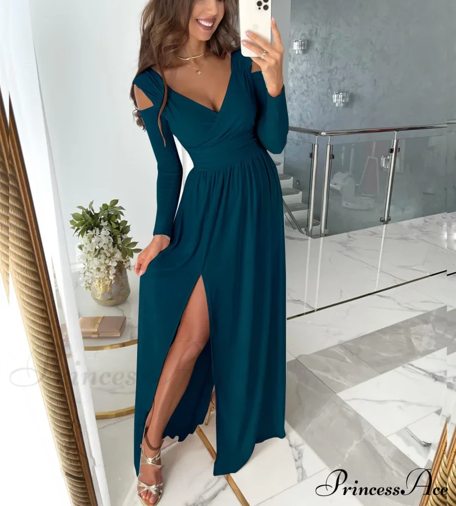 V-neck Evening Fashion Party for Elegant - Split Gown Warm-Season with Women's Side Gown Clubwear - Image 18