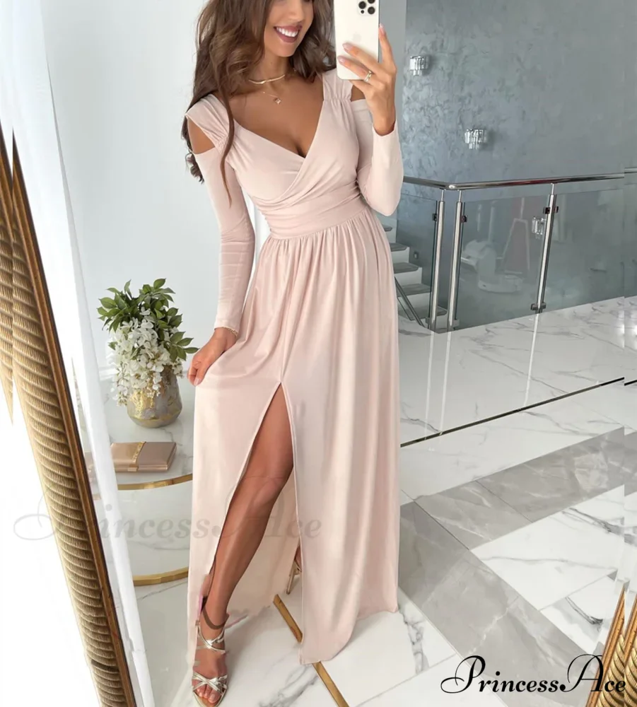 V-neck Evening Fashion Party for Elegant - Split Gown Warm-Season with Women's Side Gown Clubwear - Image 19