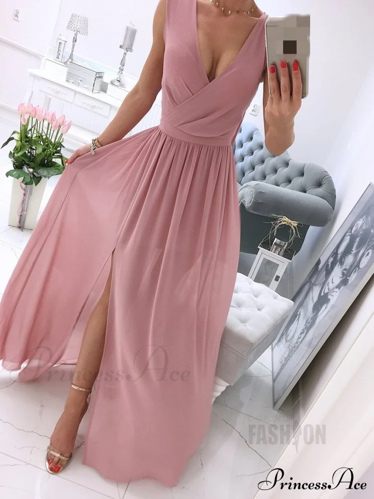 V-neck Evening Fashion Party for Elegant - Split Gown Warm-Season with Women's Side Gown Clubwear - Image 6