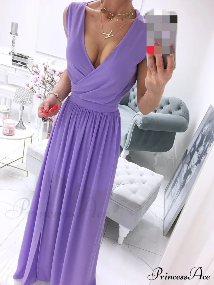 V-neck Evening Fashion Party for Elegant - Split Gown Warm-Season with Women's Side Gown Clubwear - Image 7
