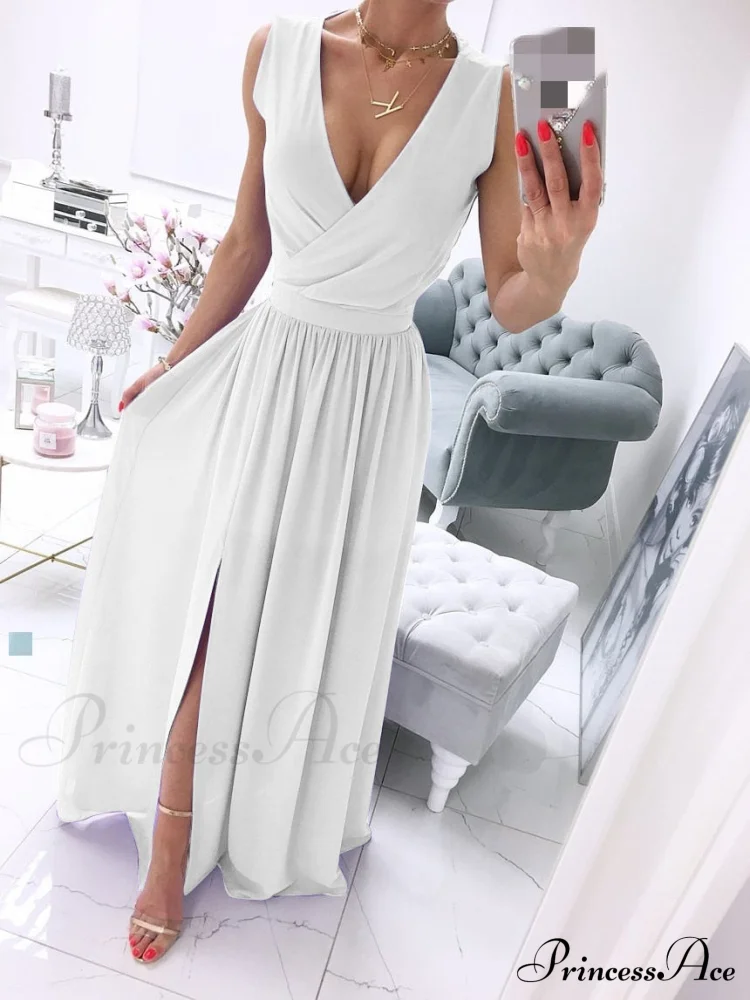 V-neck Evening Fashion Party for Elegant - Split Gown Warm-Season with Women's Side Gown Clubwear - Image 8