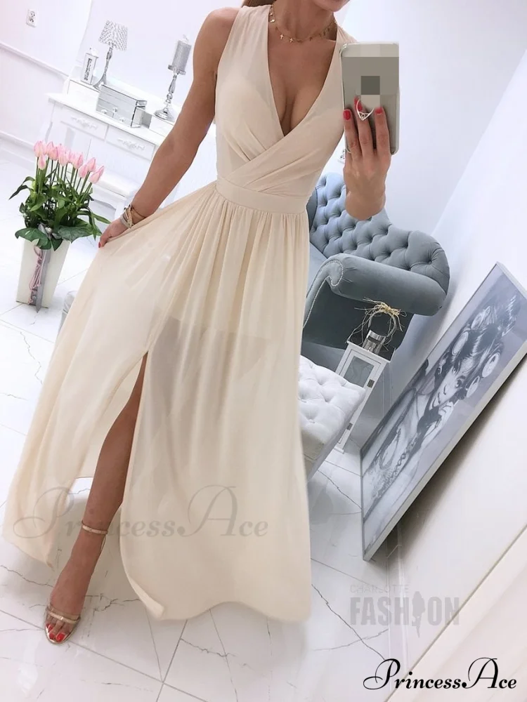 V-neck Evening Fashion Party for Elegant - Split Gown Warm-Season with Women's Side Gown Clubwear - Image 9