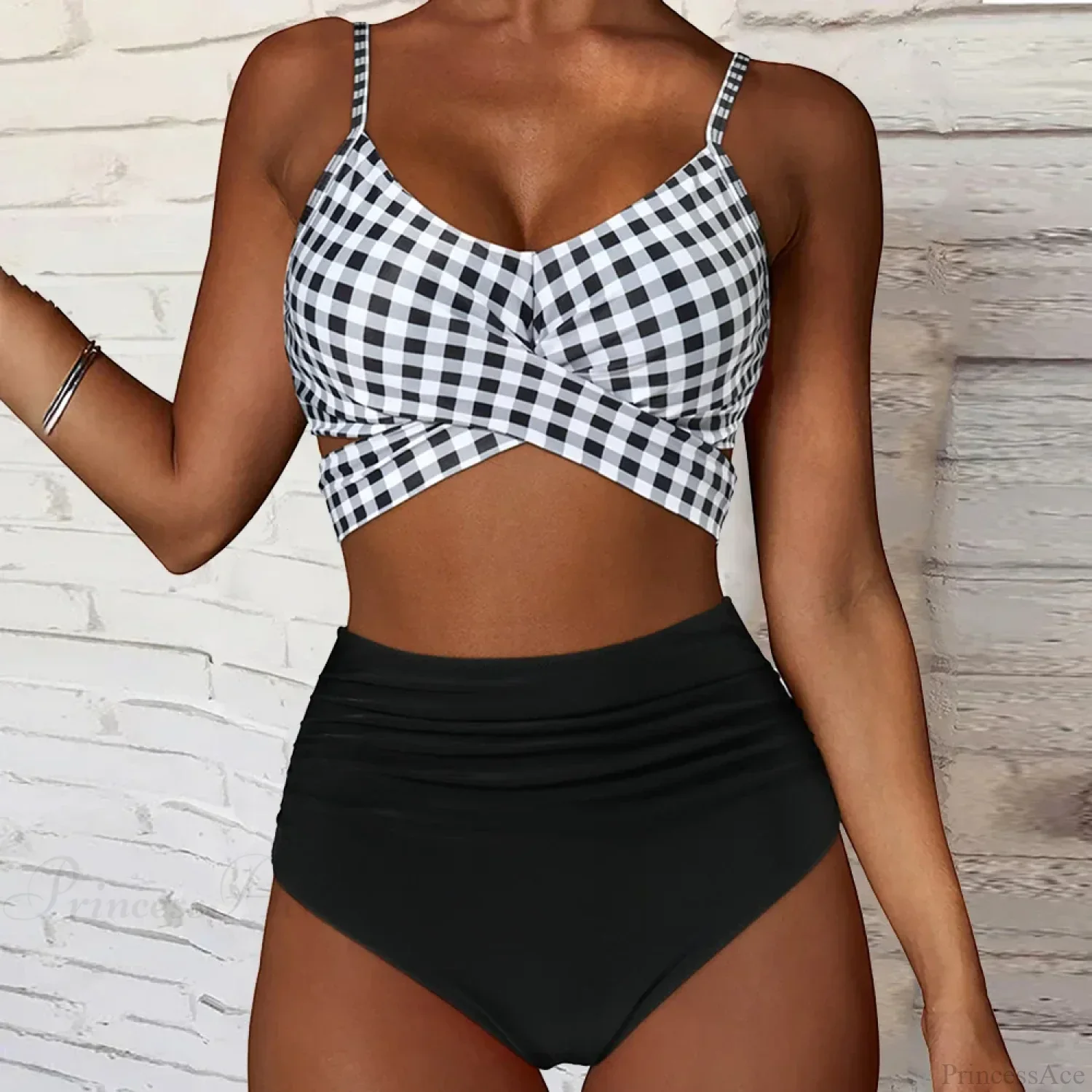 V Neck Floral High Waist Two Piece Set