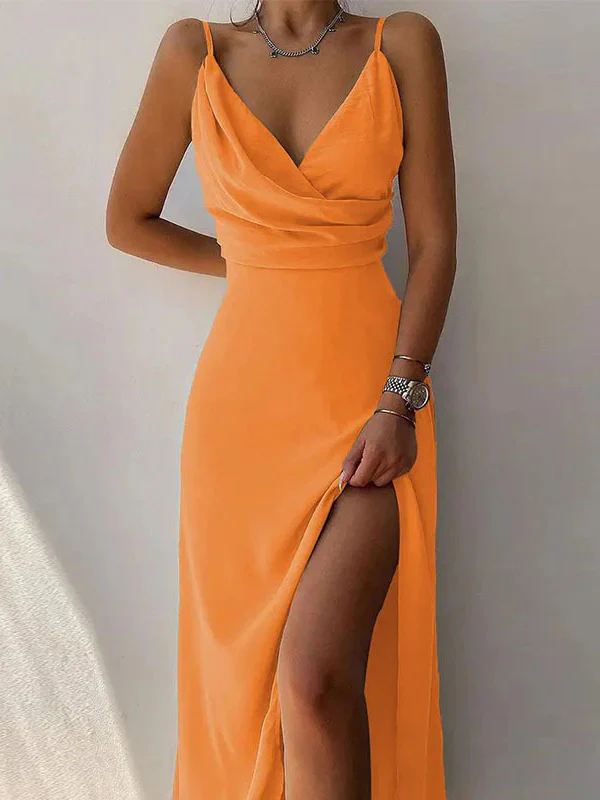 V-Neck Floral Print Split Strap Party Dress - Image 5
