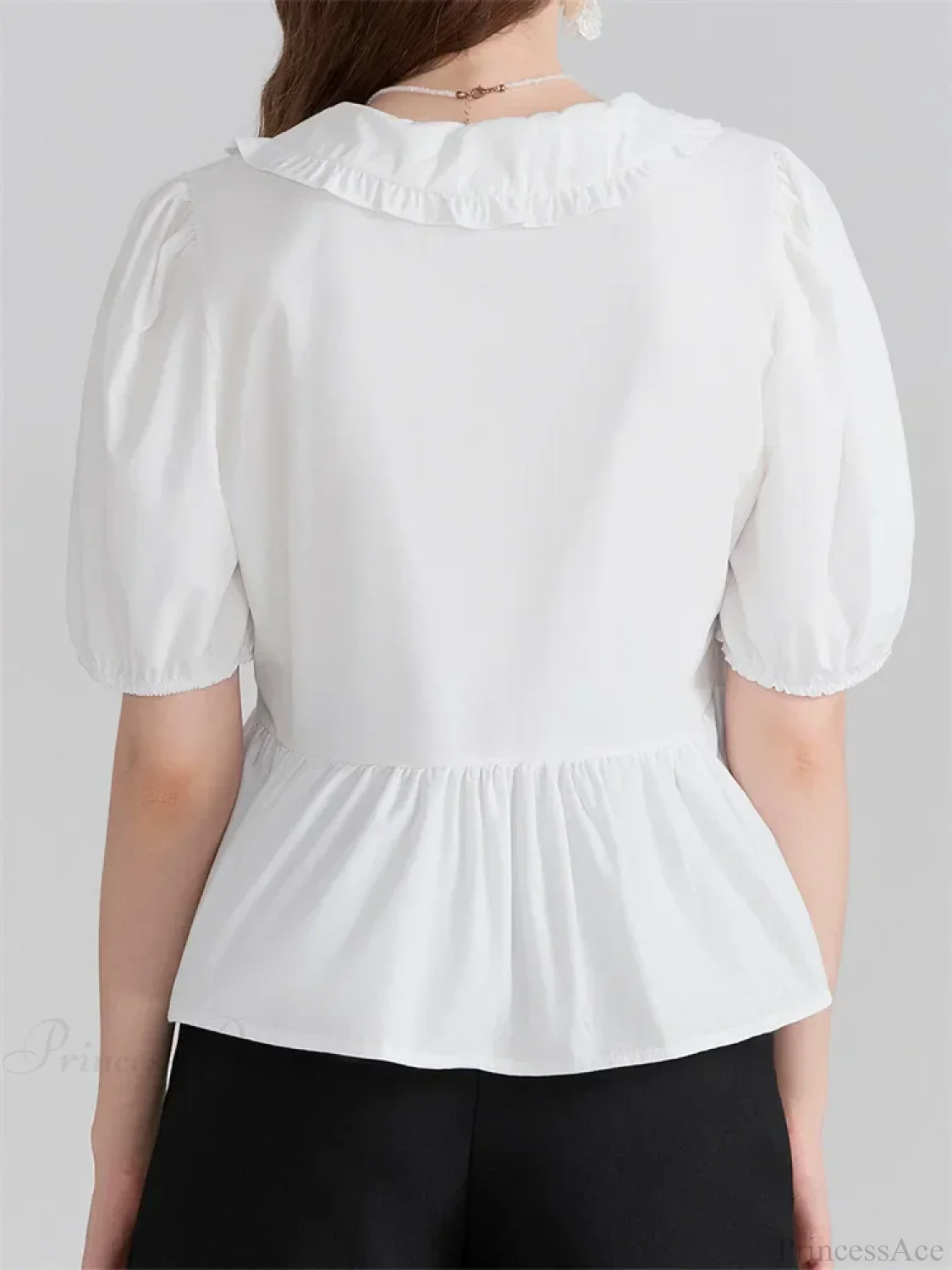 V-neck Front Bowknot Tie-Up Blouse - Image 2