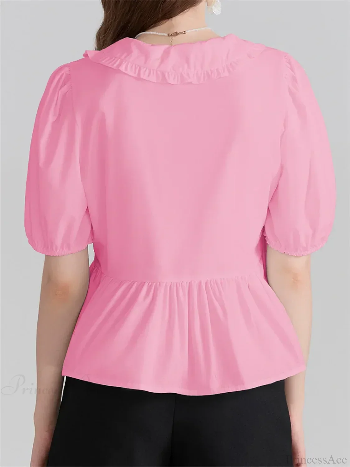 V-neck Front Bowknot Tie-Up Blouse - Image 4