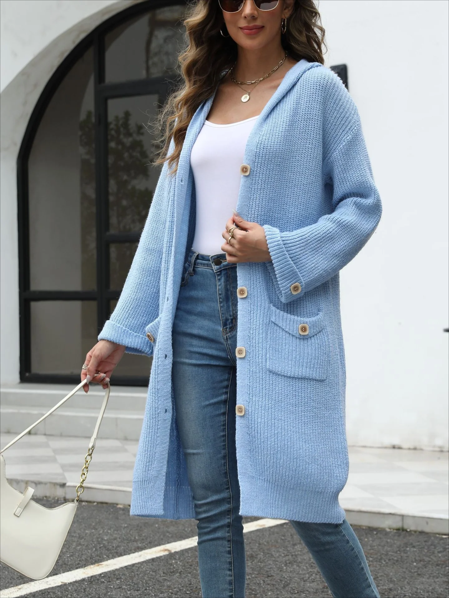 V-Neck Loose Knit Cardigan - Image 11