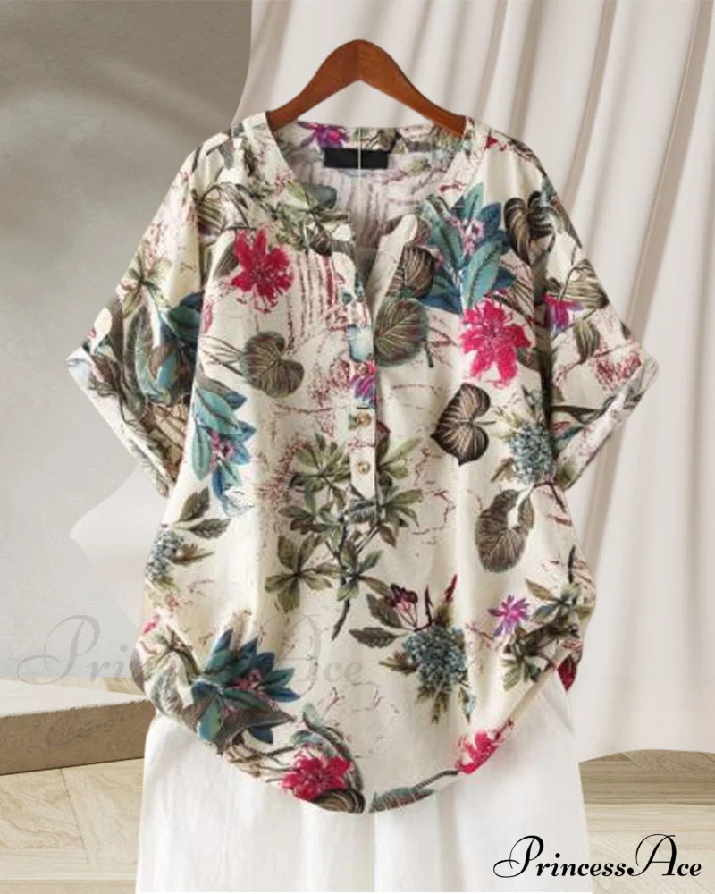 V-neck Patterned T-shirt - Image 8