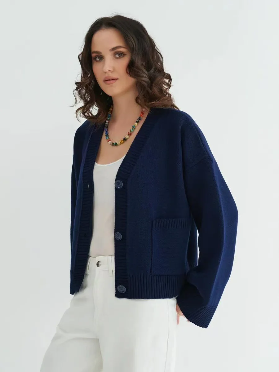 V-Neck Pocket Knit Cardigan - Image 22