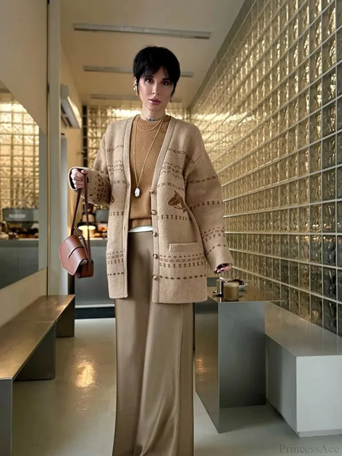 V-neck Printed Button Cardigan - Image 2
