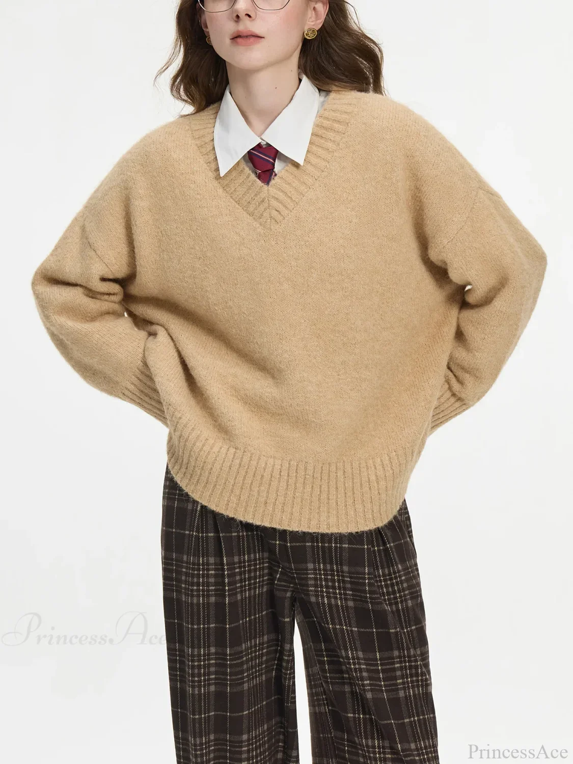 V-Neck Pullover Wool Warm Sweater - Image 2