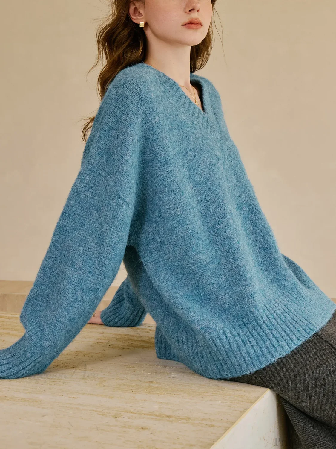 V-Neck Pullover Wool Warm Sweater - Image 4
