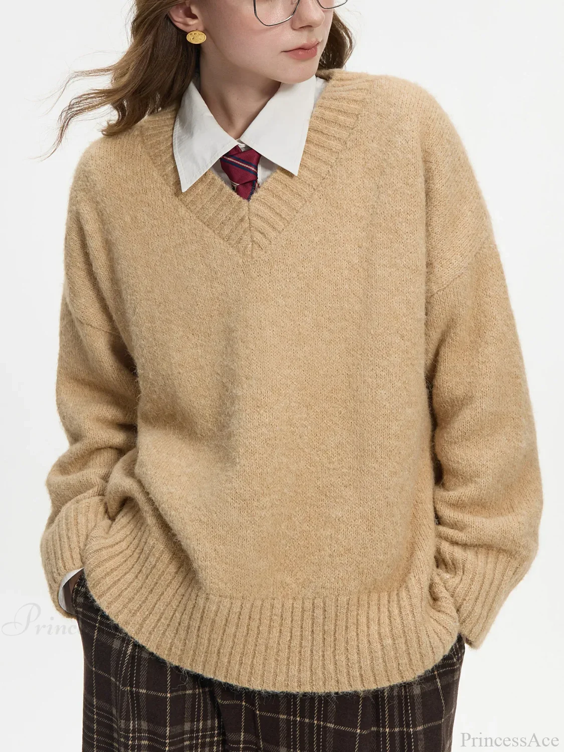 V-Neck Pullover Wool Warm Sweater - Image 5