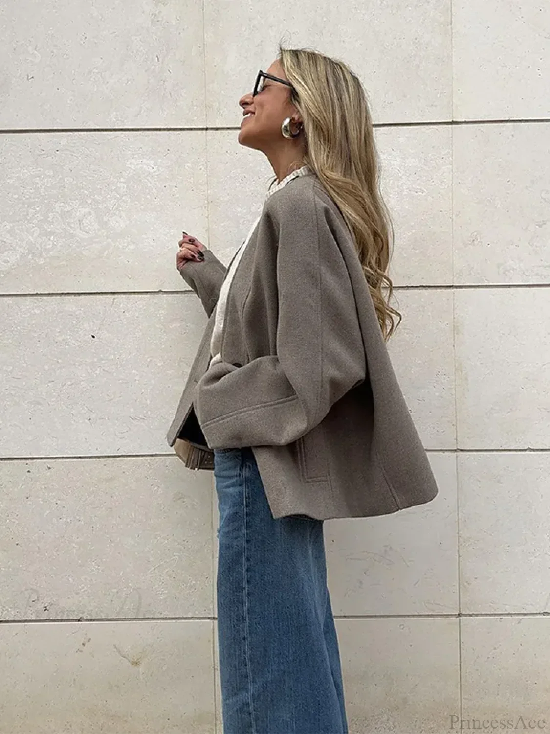 V-neck Single Breasted Wool Coat - Image 5