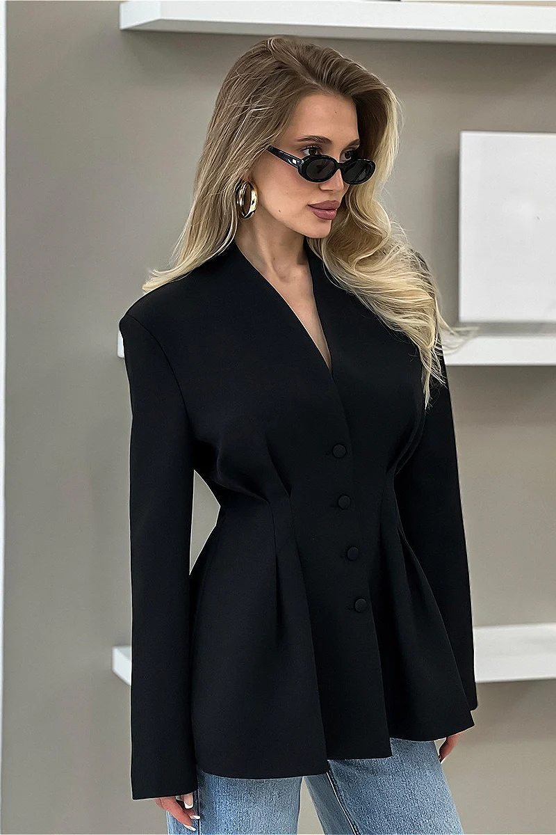 V Neck Waist Cinched Blazer - Image 5