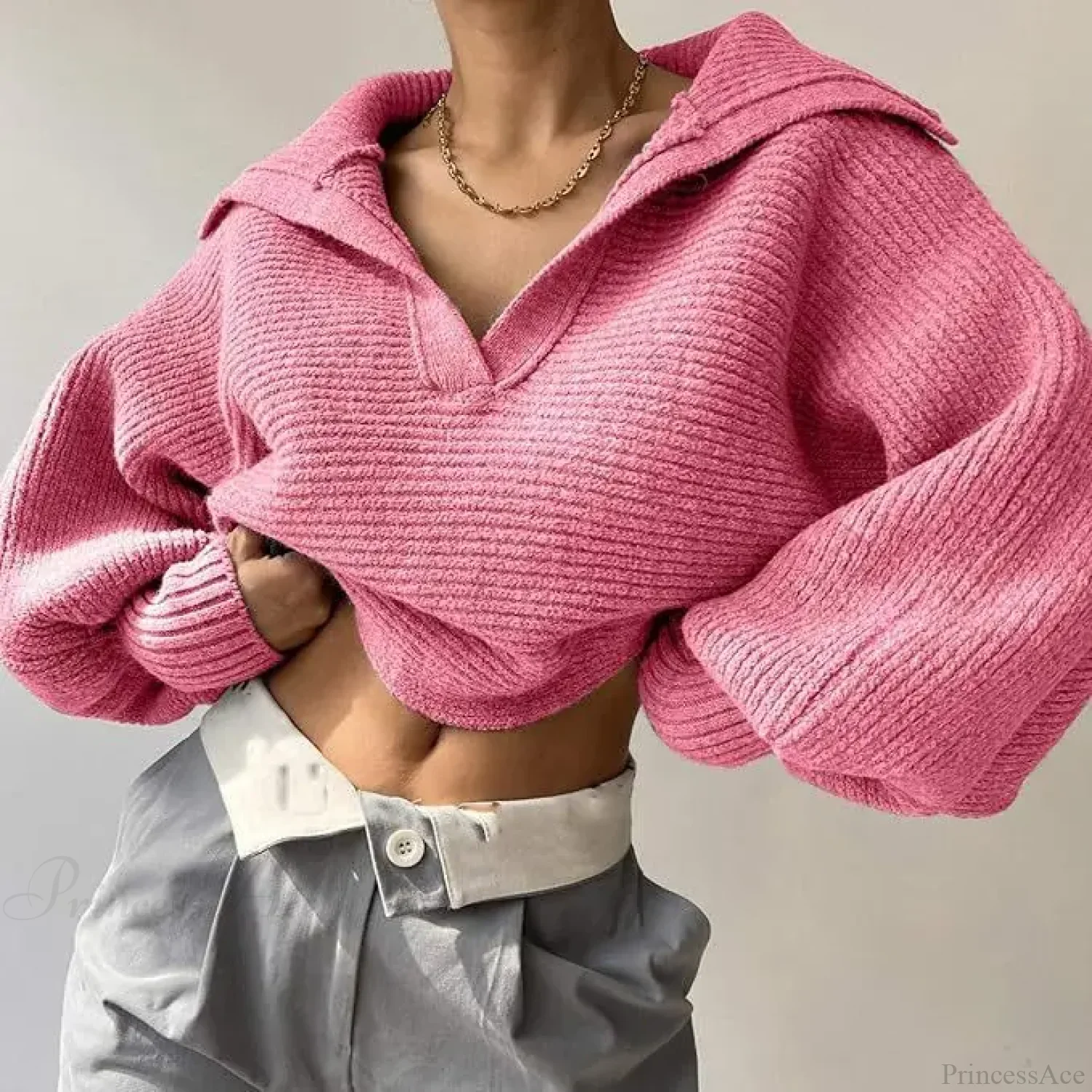 V-neck Warm White Sweater - Image 9