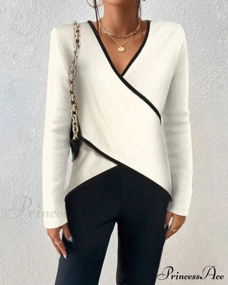 V-neck with crossover sweater design